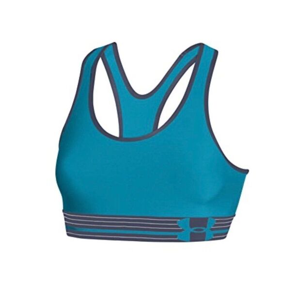 NWT Under Armour Womens SMALL HeatGear Amour Sports Bra, Pacific Blue Teal Color - Picture 3 of 10